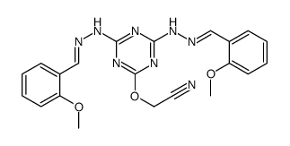 ((4,6-Bis(((2-methoxyphenyl)methylene)hydrazino)-1,3,5-triazin-2-yl)ox y)acetonitrile structure