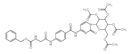 Carbamic acid,[[[p-[(1-b-D-glucopyranosyl-1,2-dihydro-2-oxo-4-pyrimidinyl)carbamoyl]phenyl]carbamoyl]methyl]-,benzyl ester, tetraacetate (ester) (8CI) picture