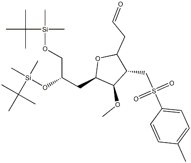 2-((2S,3S,4R,5R)-5-((S)-2,3-bis(tert-butyldimethylsilyloxy)propyl)-4-methoxy-3-(tosylmethyl)tetrahydrofuran-2-yl)acetaldehyde picture