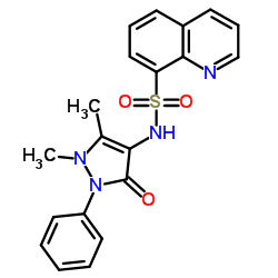 2,3-DIMETHYL-1-PHENYL-4-((8-QUINOLYLSULFONYL)AMINO)-3-PYRAZOLIN-5-ONE Structure