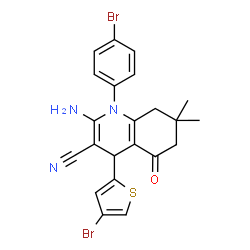 2-amino-1-(4-bromophenyl)-4-(4-bromo-2-thienyl)-7,7-dimethyl-5-oxo-1,4,5,6,7,8-hexahydro-3-quinolinecarbonitrile structure