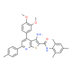 3-Amino-4-(3,4-dimethoxyphenyl)-N-mesityl-6-(4-methylphenyl)thieno[2,3-b]pyridine-2-carboxamide结构式