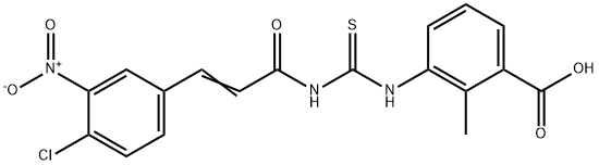 3-[[[[3-(4-chloro-3-nitrophenyl)-1-oxo-2-propenyl]amino]thioxomethyl]amino]-2-methyl-benzoic acid Structure