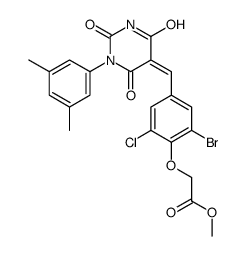 methyl 2-[2-bromo-6-chloro-4-[(E)-[1-(3,5-dimethylphenyl)-2,4,6-trioxo-1,3-diazinan-5-ylidene]methyl]phenoxy]acetate结构式