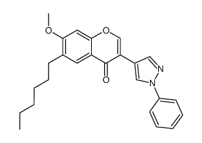 6-hexyl-7-methoxy-3-(1-phenyl-1H-pyrazol-4-yl)-chromen-4-one结构式