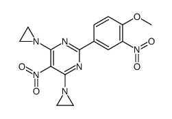 4,6-bis(aziridin-1-yl)-2-(4-methoxy-3-nitrophenyl)-5-nitropyrimidine Structure