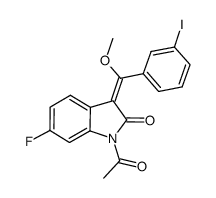 1-acetyl-3-[1-methoxy-1-(3-iodophenyl)methylene]-6-fluoro-2-indolinone结构式