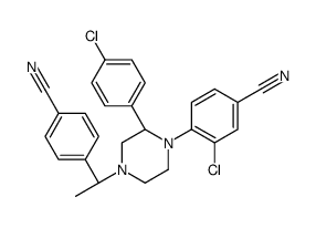 3-chloro-4-[(2R)-2-(4-chlorophenyl)-4-[(1R)-1-(4-cyanophenyl)ethyl]piperazin-1-yl]benzonitrile Structure