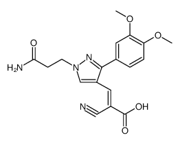 2-Propenoic acid, 3-[1-(3-amino-3-oxopropyl)-3-(3,4-dimethoxyphenyl)-1H-pyrazol-4-yl]-2-cyano结构式