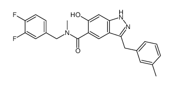 5-[N-(3,4-difluorobenzyl)-N-methylaminocarbonyl]-3-(3-methylbenzyl)-6-hydroxy-1H-indazole Structure