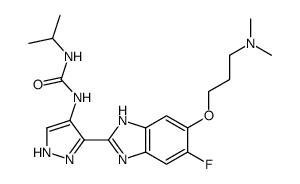 1-{3-[6-(3-Dimethylaminopropoxy)-5-fluoro-1H-benzimidazol-2-yl]-1H-pyrazol-4-yl}-3-isopropylurea Structure