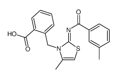 2-[[4-methyl-2-(3-methylbenzoyl)imino-1,3-thiazol-3-yl]methyl]benzoic acid结构式