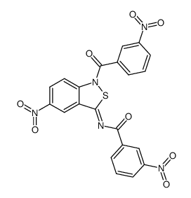 3-Nitro-N-[5-nitro-1-(3-nitro-benzoyl)-1H-benzo[c]isothiazol-(3Z)-ylidene]-benzamide结构式