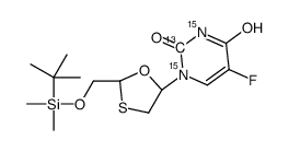 顺-5-氟-1-[2-[[[[(((1,1-二甲基乙基)二甲基甲硅烷基]氧基]甲基]-1,3-氧杂硫杂环戊-5-基]-2,4(1H,3H)-嘧啶二酮-13C,15N2结构式