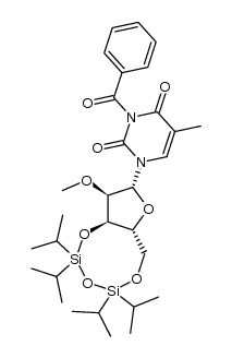 3-N-benzoyl-3',5'-O-(1,1,3,3-tetraisopropyldisiloxane-1,3-diyl)-2'-O-methyl-5-methyluridine结构式