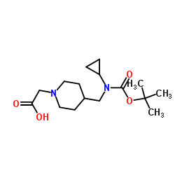 {4-[(Cyclopropyl{[(2-methyl-2-propanyl)oxy]carbonyl}amino)methyl]-1-piperidinyl}acetic acid Structure