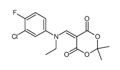 N-(3-Chlor-4-fluor-phenyl)-N-ethyl-aminomethylen-meldrumsaeure Structure