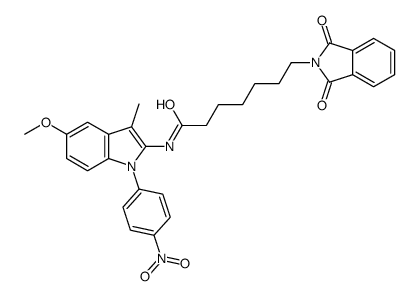 7-(1,3-dioxoisoindol-2-yl)-N-[5-methoxy-3-methyl-1-(4-nitrophenyl)indol-2-yl]heptanamide Structure