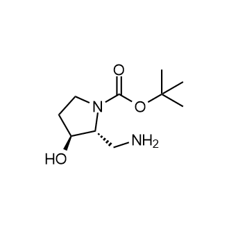 tert-Butyl (2R,3S)-2-(aminomethyl)-3-hydroxypyrrolidine-1-carboxylate Structure
