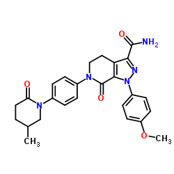 1-(4-甲氧基苯基)-6-(4-(5-甲基-2-氧代哌啶-1-基)苯基)-7-氧代-4,5,6,7-四氢-1H-吡唑并[3,4-c]吡啶-3-甲酰胺结构式