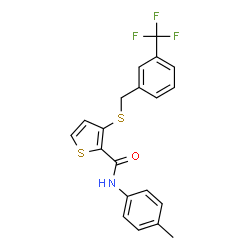 N-(4-METHYLPHENYL)-3-([3-(TRIFLUOROMETHYL)BENZYL]SULFANYL)-2-THIOPHENECARBOXAMIDE Structure