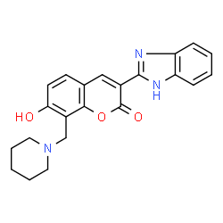 3-(1H-benzo[d]imidazol-2-yl)-7-hydroxy-8-(piperidin-1-ylmethyl)-2H-chromen-2-one结构式