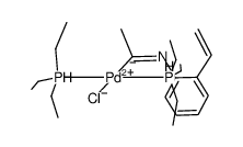 bis(triethyl-5-phosphanyl)(1-((2-vinylphenyl)imino)ethyl)palladium(IV) chloride Structure