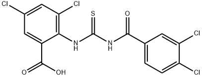 3,5-dichloro-2-[[[(3,4-dichlorobenzoyl)amino]thioxomethyl]amino]-benzoic acid picture