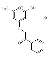 Pyrylium,2,6-dimethyl-4-[(2-oxo-2-phenylethyl)thio]-, bromide (1:1)结构式