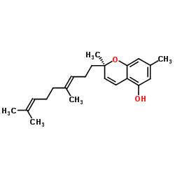 (2R)-2-[(3E)-4,8-二甲基-3,7-壬二烯-1-基]-2,7-二甲基-2H-1-苯并吡喃-5-醇结构式