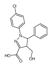 1-(4-chloro-phenyl)-4-hydroxymethyl-5-phenyl-4,5-dihydro-1H-pyrazole-3-carboxylic acid结构式