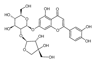 luteolin 7-O-β-D-apiofuranosyl-(1->2)-β-D-glucopyranoside结构式