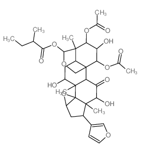 24-Norchola-20,22-diene-4-carboxaldehyde,1,- 3-bis(acetyloxy)-14,15:21,23-diepoxy-2,7,12,- 19-tetrahydroxy-4,8-dimethyl-11-oxo-,cyclic 4,19-(2-methyl-1-oxobutyl acetal),(1R,2R,3R,4â,5R,7R,12R,13结构式