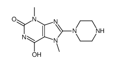 3,7-dimethyl-8-piperazin-1-ylpurine-2,6-dione结构式