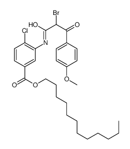 Benzoicacid, 3-[[2-bromo-3-(4-methoxyphenyl)-1,3-dioxopropyl]amino]-4-chloro-, dodecyl ester structure