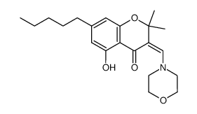 5-Hydroxy-2,2-dimethyl-3-[1-morpholin-4-yl-meth-(Z)-ylidene]-7-pentyl-chroman-4-one结构式