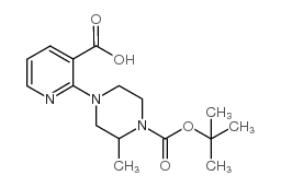 4-(3-羧基-2-吡啶)-2-甲基哌嗪-1-羧酸叔丁酯结构式