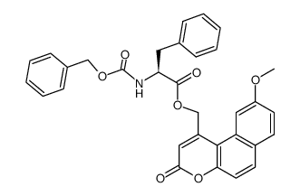 N-(benzyloxycarbonyl)-L-phenylalanine (9-methoxy-3-oxo-3H-benzo[f]benzopyran-1-yl)methyl ester结构式