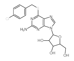 9H-Purine,2-amino-6-[(p-chlorobenzyl)thio]-9-b-D-ribofuranosyl- (7CI) Structure