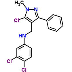 3,4-Dichloro-N-[(5-chloro-1-methyl-3-phenyl-1H-pyrazol-4-yl)methyl]aniline Structure