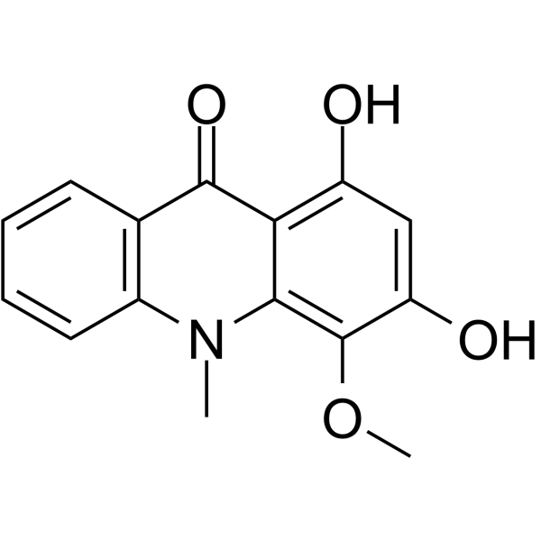 1,3-二羟基-4-甲氧基-10-甲基吖啶-9(10H)-酮结构式