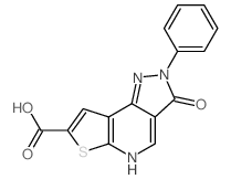 2H-Pyrazolo[3,4-d]thieno[2,3-b]pyridine-7-carboxylicacid, 3,5-dihydro-3-oxo-2-phenyl- structure