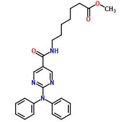 7-({2-[(1-Methyl-buta-1,3-dienyl)-phenyl-amino]-pyrimidine-5-carbonyl}-amino)-heptanoic acid Methyl ester structure