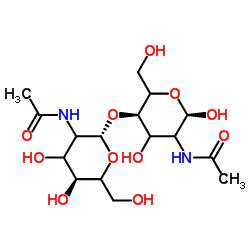 2-Acetamido-4-O-(2-acetamido-2-deoxy-β-D-glycero-hexopyranosyl)-2-deoxy-α-L-glycero-hexopyranose结构式