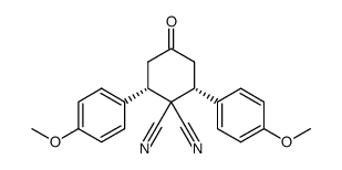 (S,R)-4-oxo-2,6-bis(4-methoxyphenyl)-1,1-cyclohexanedicarbonitrile结构式