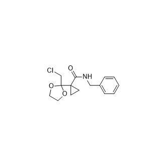 N-Benzyl-1-(2-(chloromethyl)-1,3-dioxolan-2-yl)cyclopropane-1-carboxamide structure