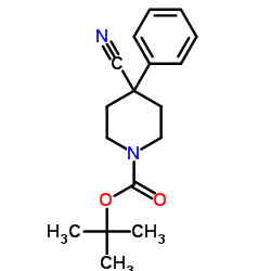 tert-butyl 4-cyano-4-phenylpiperidine-1-carboxylate structure