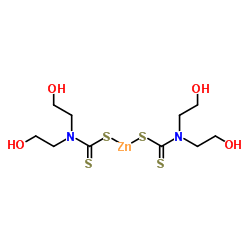 双(2-羟乙基)二硫代氨基甲酸锌盐(II)结构式