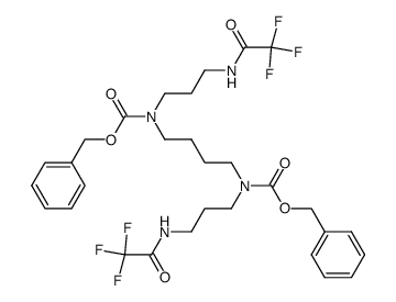 dibenzyl butane-1,4-diylbis((3-(2,2,2-trifluoroacetamido)propyl)carbamate)结构式