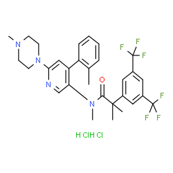 Benzeneacetamide, N,α,α-triMethyl-N-[4-(2-Methylphenyl)-6-(4-Methyl-1-piperazinyl)-3-pyridinyl]-3,5-bis(trifluoromethyl)-, hydrochloride (1:2)结构式